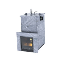 Дровяная печь Анапа закрытый кожух, боковое подключение, сталь AISI 321, талькохлорит