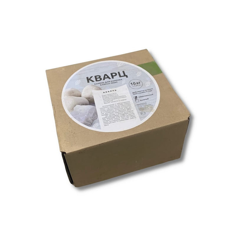 Камни для бани Белый кварц обвалованный средний, коробка 10кг