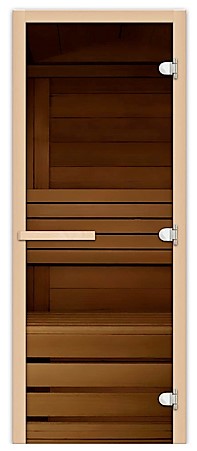 Дверь для бани Сила Алтая Бронза прозрачная 70х190см (лиственная кор.), 8 мм, 3 петли